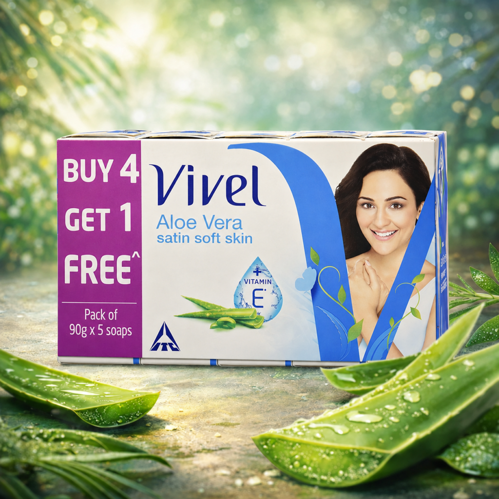 Vivel Aloe Vera Satin soft skin Buy 4 Get 1 (total: 450 gm)